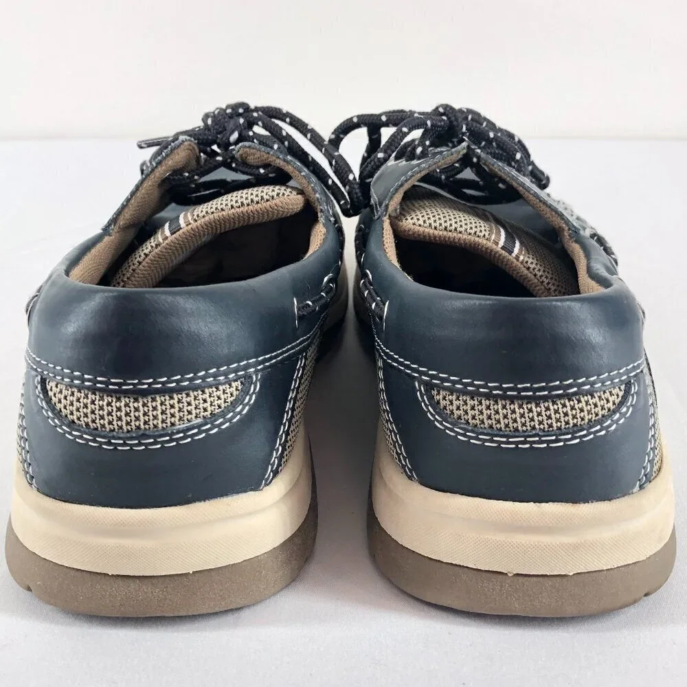 Highland Creek Blue And White Leather Boat Shoes Size 9M